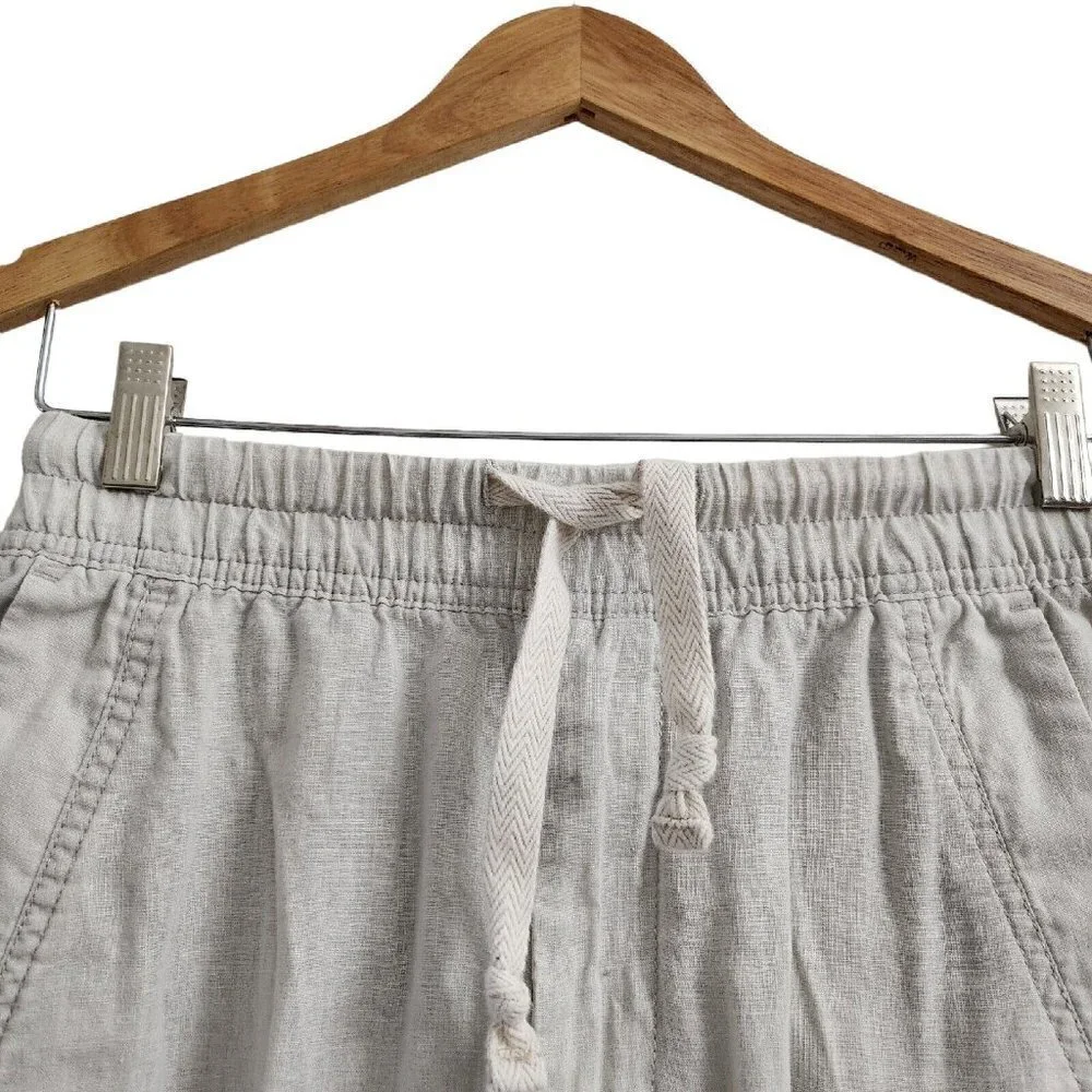 Zara‎ Joggers Womens XS Cream Liken High-Rise Drawstring Lightweight Pants Beach